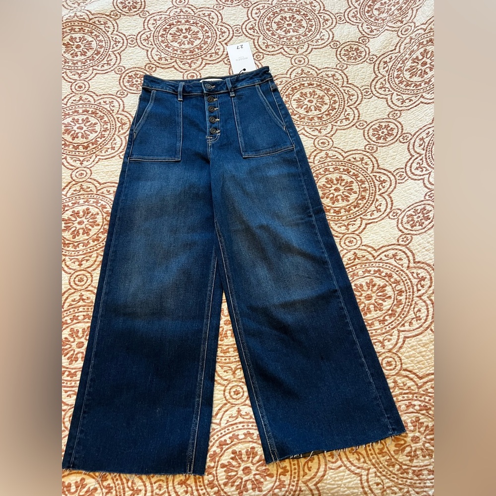 Hidden Jeans Women’s 27 Denim Dark Blue Wide-Leg Button Fly High Rise Jeans NORI